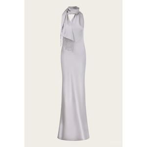 NEW ILA women's brice one-shoulder maxi dress in silver